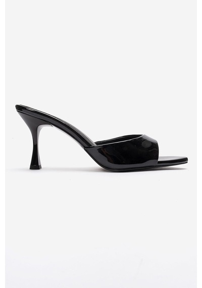 Luvishoes Tıera Siyah Rugan Kadın İnce Topuklu Terlik