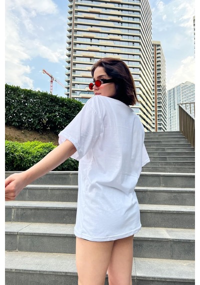 Startmore Oversize Hey It's Me Baskılı Garalio T-shirt Beyaz