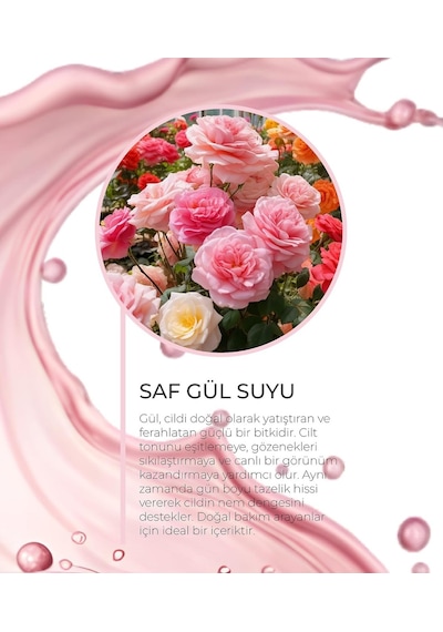 Doğal Gül Suyu Sprey, Yüz İçin Nemlendirici Tonik, Gözenek Sıkılaştırıcı, Arındırıcı Ve Ferahlatıcı, T