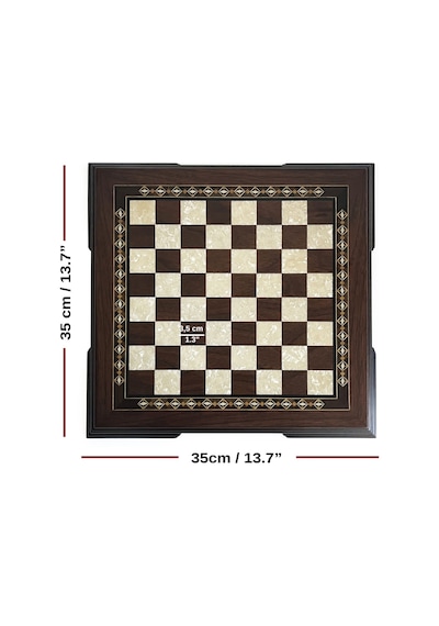 Flat Ayaklı Ahşap Satranç Tablası Küçük Ceviz 35x35cm