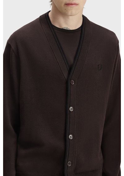 Fred Perry Yün Ve Pamuklu Regular Fit Düğmeli Hırka Erkek Hırka K3300 33c Kahve