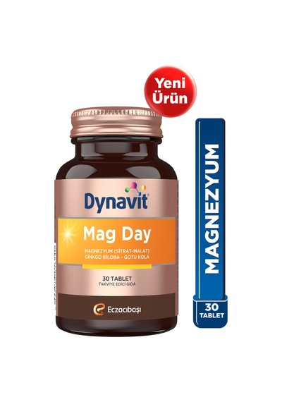 Dynavit Mag Day 30 Tablet - Sabah/gündüz Magnezyum - Magnezyum Sitrat&malat, Gotu Kola, Ginkgo Biloba,b6 Vit