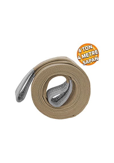 Tr Sapan Polyester Spanzet 6 Ton 4 Metre Kahve Sağlam Yük Kaldırma Taşıma İndirme Halat