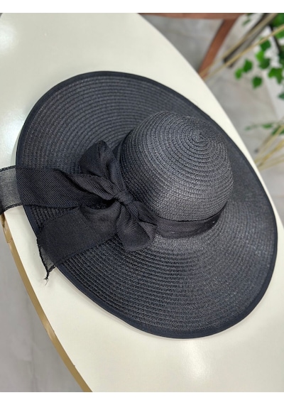 Kadin Siyah Hasir Şapka 56-58 Cm Siyah