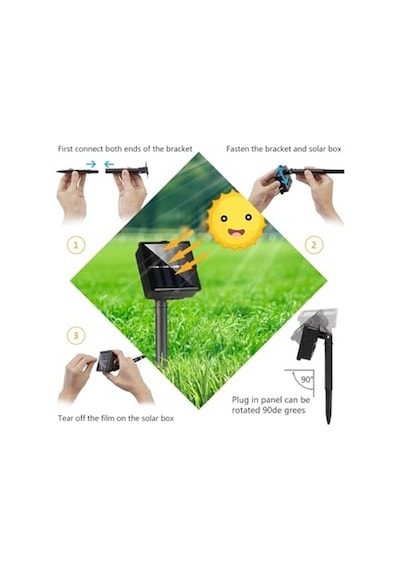 Ayrex Enashop Solar Bahçe Peri Led 12m 100 Led, Gün Işığı, 8 Fonksiyon, Solar Led Siyah Diğer