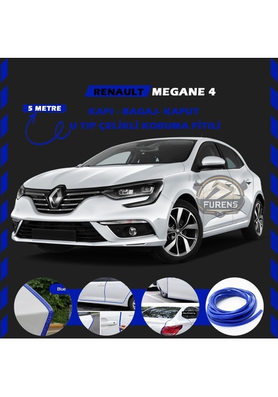 Renault Megane 4 Oto Araç Kapı Koruma Fitili 5metre Parlak Mavi Renk