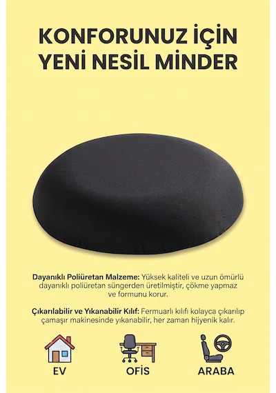 Ortopedik Oturma Simidi Koltuk Minderi Kuyruk Sokumu Yastığı Yuvarlak 43 9 Cm Dvm-02s