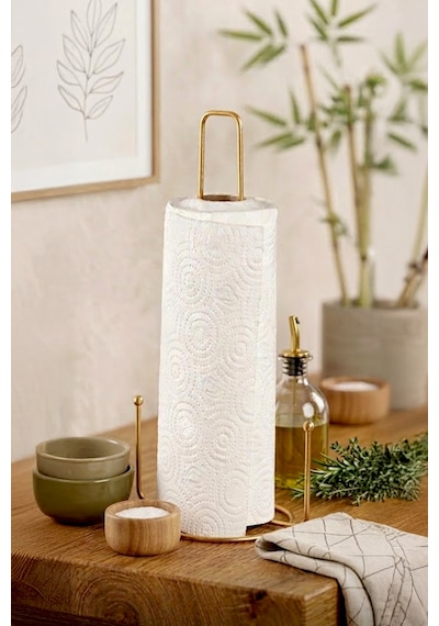 Paslanmaz Metal Peçetelik-rulo Kağıt Havluluk 29 Cm Gold