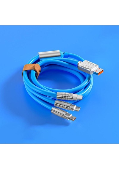 Mavi 3in1 6a 120w Şarj Kablosu Geri Çekilebilir Usb Şarj 2.4a Hızlı Şarj Xiaomi Huawei Samsung İçin Taşınabilir Şarj Kablosu Mikro Tip-c