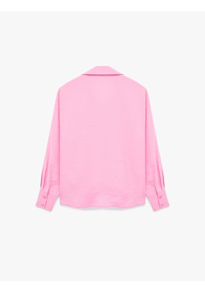Koton Regular Fit Uzun Kollu Kaçık Yaka Modal Kumaş Gömlek Pembe 6sak60306pw Gül