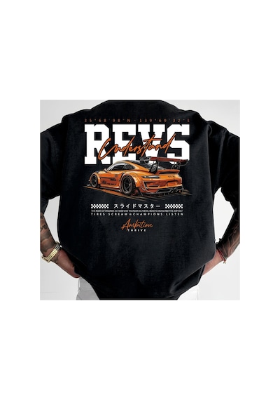 Caddemia Revs Racing Yaz Moda Rahat Gevşek Büyük Boy Desen Baskılı Yuvarlak Yaka Kısa Siyah 2XL Caddemia Revs Racing Yaz Moda Rahat Gevşek Büyük Boy Desen Baskılı Yuvarlak Yaka Kısa Siyah 2XL