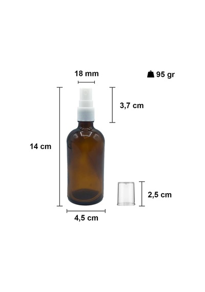 Afracam Amber 100 Ml Plastik Kapaklı Beyaz Sprey Fısfıs Kolonya Dezenfektan Cam Şişe 6 Adet