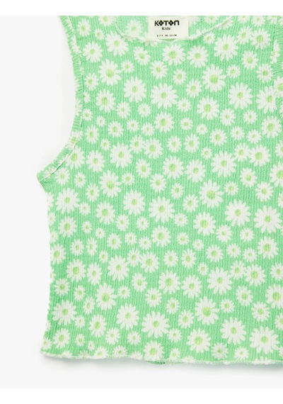 Koton Çiçekli Crop Yeşil Kız Çocuk Bluz 6skg60076ak Yeşil