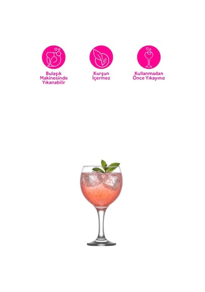 Lav Misket Cam Goblet 6'lı 645 ml Ayaklı (Şarap Kadehi , Kokteyl Bardağı)