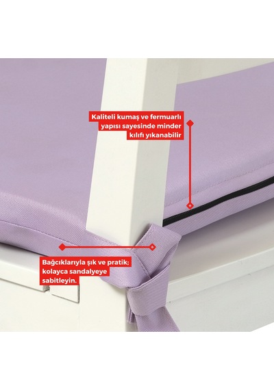 Xpermate 4'lü Sandalye Minderi Su İtici Kumaş 40 x 40 CM Lila