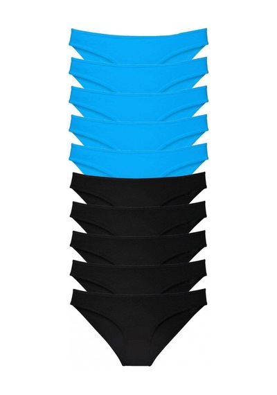 Royaleks 10 Adet Eko Set Likralı Kadın Slip Külot Siyah Mavi (553828064)-S Siyah