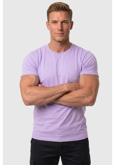 Rizzup Erkek Lila Slim Fit %90 Pamuk Likralı Yumuşak Dokulu Basic Tişört 1801131