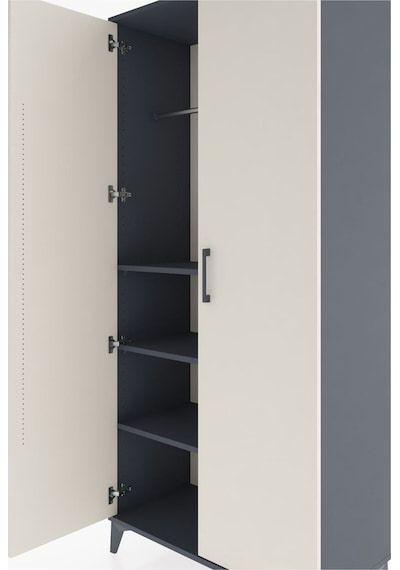 Hyperion Dolap 3 Raflı 2 Kapaklı Tek Askılı 88x44x195 Antrasi... Antrasit