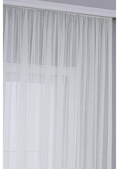 Gauze Fabric Design Folded Keten Plus Ekru Tül Perde 200 X 250 - Seyrek Pile 1 X 2 Çok Renkli