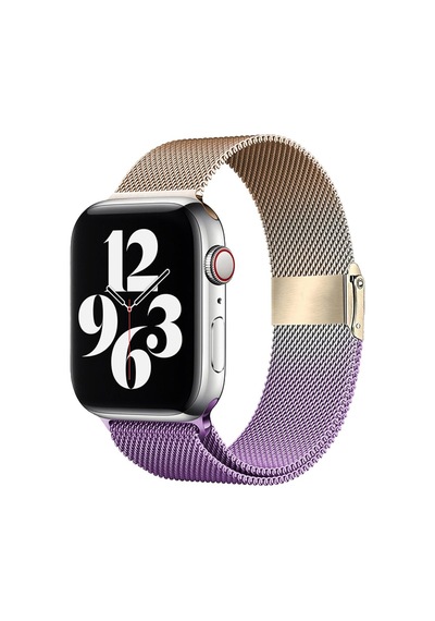 E2m Apple Uyumlu  Watch 42-44-45-49mm Krd-31 Metal Çift Renkli Lila Kordon