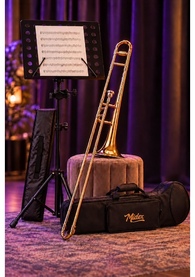Midex TRM-145A Alto Trombon Bb/F Nota Sehpası ve Telefon Tutuculu Set