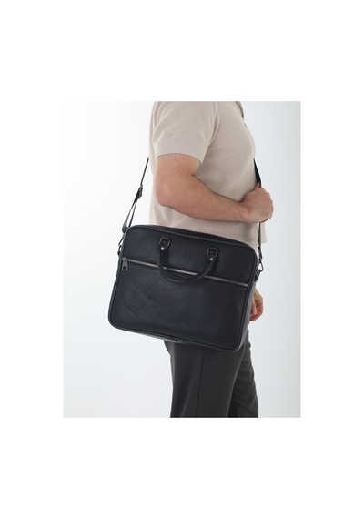 Erzeno Hakiki Deri Laptop & Evrak Çantası - Siyah Unisex İş Çantası Siyah - 761747751 Siyah