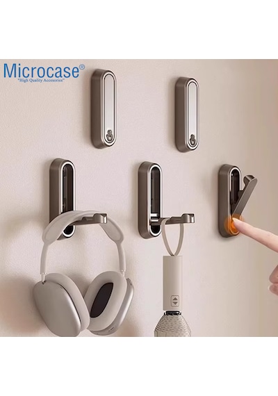 Microcase Çinko Kaplama Bas Açıl Pratik Askılık Anahtar Şapka Eşya Havlu Vb Askılık - Al5182 2 Adet Gri