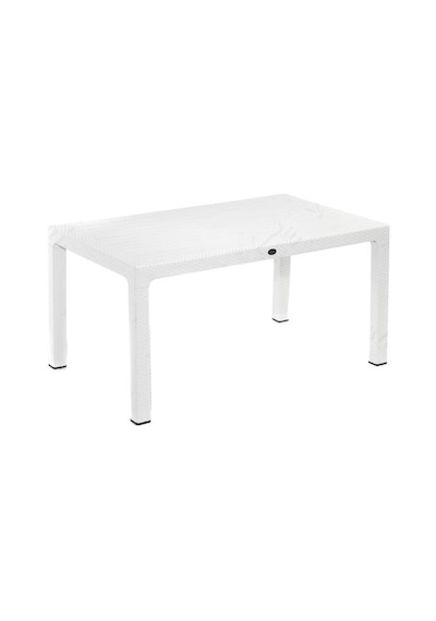 Novussi Liverno Rattan BEYAZ Masa Takımı 90*150 Camlı Masa 6 Adet Beyaz