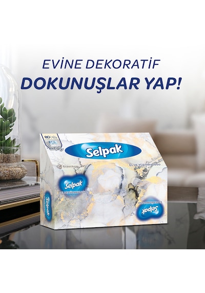 Selpak El ve Yüz Havlusu Kutulu Mermer Desen 10 x 80'li