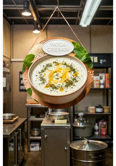 Yayla Çorbası Görselli İpli Mdf Ahşap Kapı Duvar Süsü, Restoran, Mutfak Dekoratif Tablo