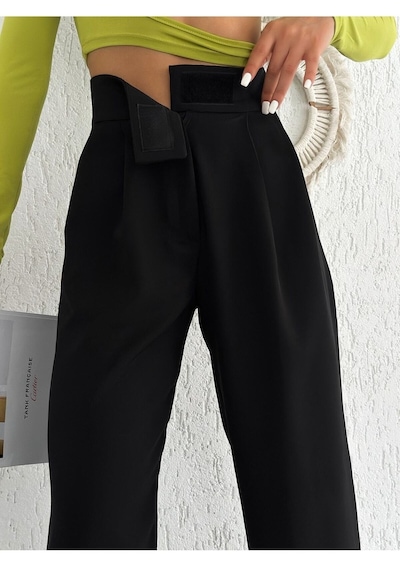 Lavajeans Cırt Cırtlı Bol Paça Plazzo Pantolon Siyah Bej