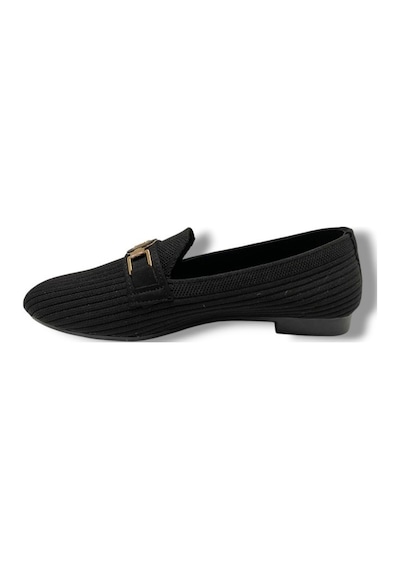 C-shoes 3106-25 Triko T Taşlı Toka Kadın Babet Sıyah
