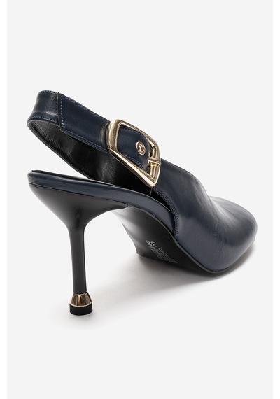 Luvi Shoes Flarıs Lacivert Cilt Kadın Topuklu Ayakkabı