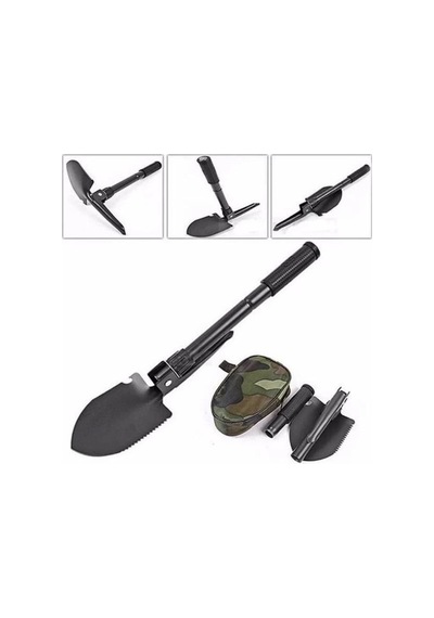Pusulalı Katlanabilen Portatif Çantalı Mini Kazma Kürek Seti