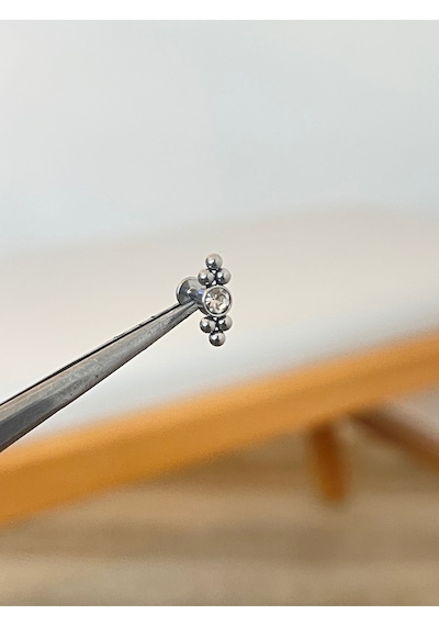 316 L Cerrahi Çelik Zirkon Taşlı Conch Kıkırdak Helix Dudak Tragus Piercingi Gümüş