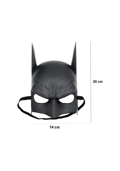 Siyah Renk Çocuk Boy Arkadan Lastikli Batman Maskesi A Kalite 20x14 Cm Çok Renkli