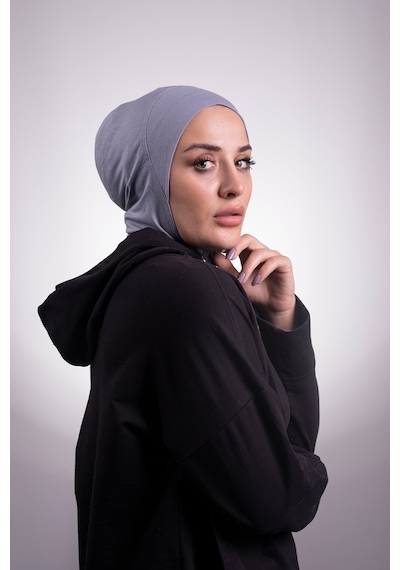 Hürrem Bone Füme Pratik Hazır Geçmeli Bone Viskon Kumaş Hijab Spor 2106_25 Füme