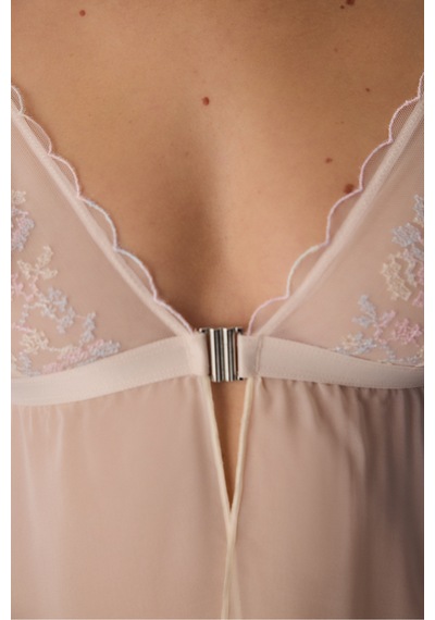 Penti Bej Front Opening Broderie Babydoll