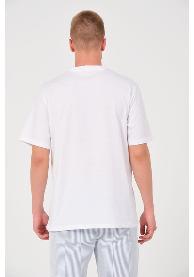 Rich Erkek %100 Pamuk Oversize Tişört Basic Bisiklet Yaka Kısa Kollu T-shirt Beyaz