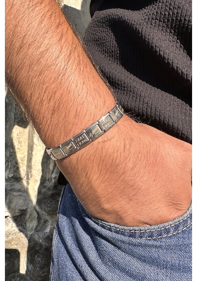 K. Atatürk İmzası 1881-193 İtalyan Charm Unisex Çelik Bileklik Scb59 Beyaz