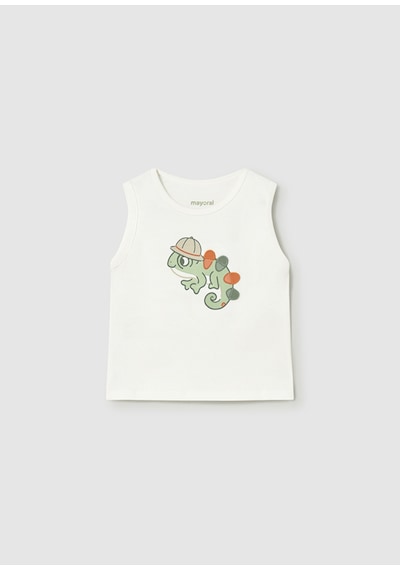 Erkek Bebek Kolsuz T-shirt Ekru