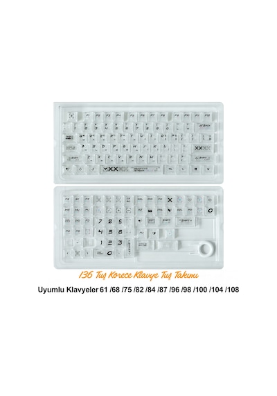 136 Tuşlu Keycaps Beyaz Baskılı Karbon Fiber Dokulu 136 Tuşlu Korece Klavye Kutulu Tüm Mekanik-manyetik Klavyeler İle Uyum Sağlamaktadır.