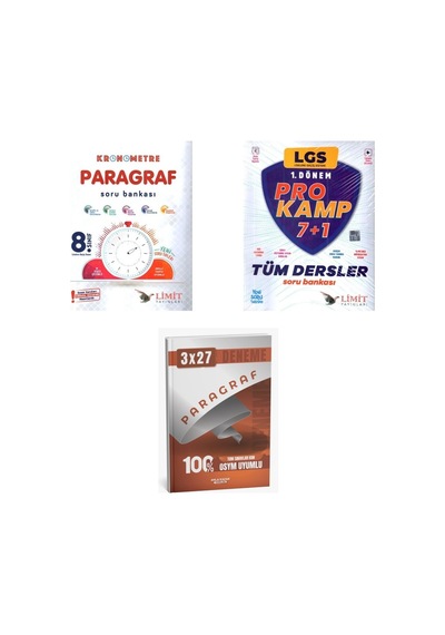 2027 Limit Lgs Paragraf 8. Sınıf Kronometre + Tüm Dersler Prokamp Soru + Anla Kazan Paragraf Deneme 3'lü Set