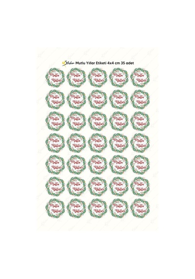 Mutlı Yıllar Sticker 4x4 Cm 35 Adet - Suya Dayanıklı Yeni Yıl Yılbaşı Sticker