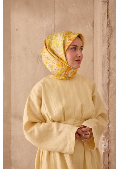 Silk Home Twill İpek Eşarp 11473-09 Sarı, Gümüş, Turuncu, Beyaz, Pembe