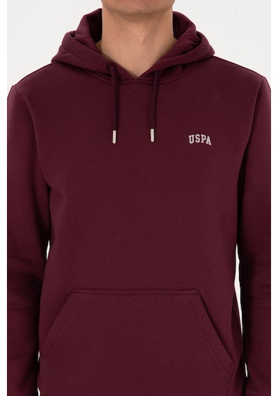 U.S. Polo Assn. Erkek Regular Fit Kapüşonlu Şardonlu Bordo Basic Sweatshirt 50315582-VR177