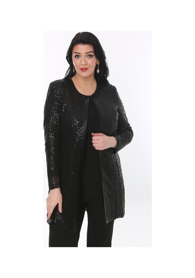 Ladies First Büyük Beden 3786 Siyah Ceket+bluz Takım 001