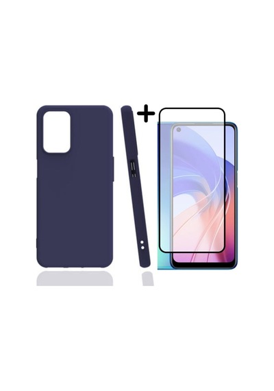 Oppo A55 Kılıf Soft Yumuşak Silikon Telefon Kılıfı Kapak Ve 5d Tam Kaplayan Cam Ekran Koruyucu Seti Col179245-lacivert