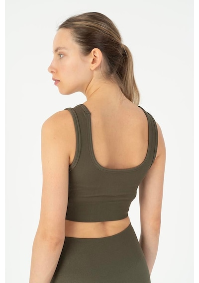 Maraton Slimfit Kadın Düz Yaka Haki- Bra Haki-