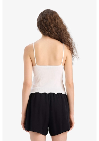 DeFacto Loose Fit V Yaka Beyaz Askılı Bluz F1914AX25SMWT32